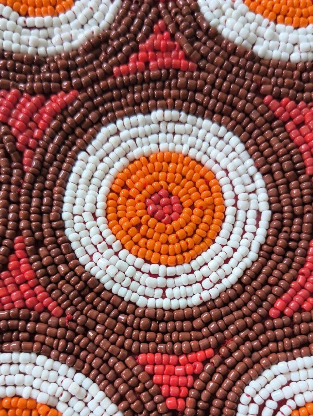 Hand-Beaded Women’s Clutch - Brown, Orange & White